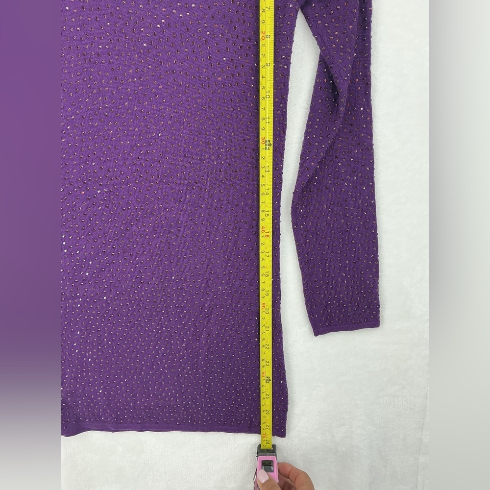 Alice + Olivia Purple Rhinestone Crewneck Sweater 674 - Picture 7 of 7